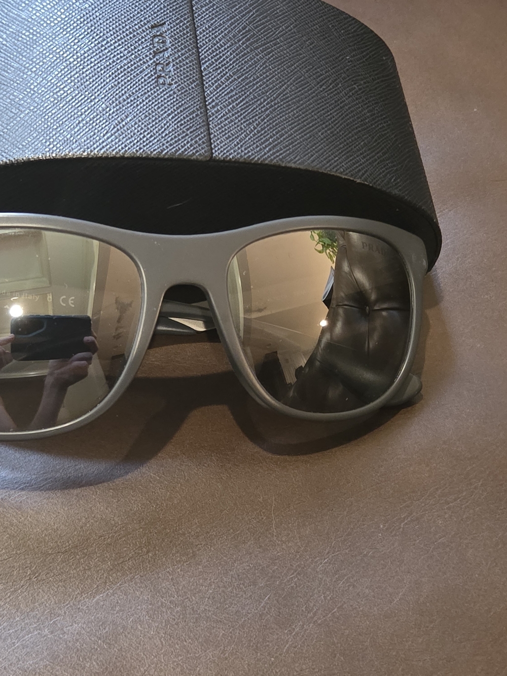 PRADA Matte Gray Sunglasses with Reflective Lenses SPR 04S 57-19